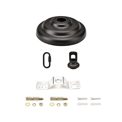 KC&KST 5" Ceiling Light Cover Plate Canopy Kit - 2-Pack, Heavy Duty, Black Cover for Chandelier/Pendant/Swag Light, Includes Loop, Cross Bar and Mounting Screws (Black-2PC) - color: Black-2PC