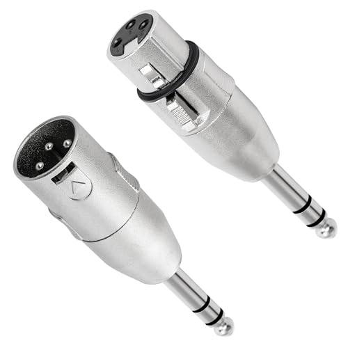 1/4" TRS to XLR Adapter 2 Pack - 6.35mm 1/4" TRS to XLR Male and Female Adapters - color: TRS 6.35mm Male to (XLR Male & XLR Female), size: 2 Pack