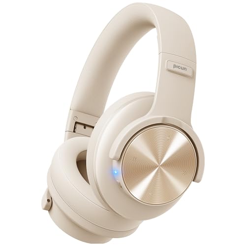 Picun B8 Wireless Bluetooth Headphones, 120H Playtime, 3EQ Modes, Khaki - color: Khaki White