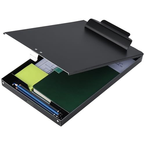 Recycled Aluminum Storage Clipboard, Clipboard Box, Form Holder, Suitable for School, Office, Jobsite or Medical Staff, 9.25 x 13.78 Inches, Black