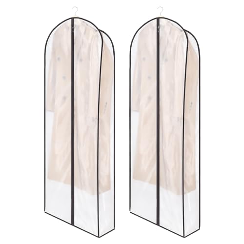 Zilink Fur Coat Storage Bags Dress Bags for Gowns Long 60 in, 2 Pack | 7 in Gussted, Wrinkle Free, Breathable, Dust Covers for Hanging Clothes for Leather Jacket Fur Coat Puffy Dress Storage - size: 60"-2pcs