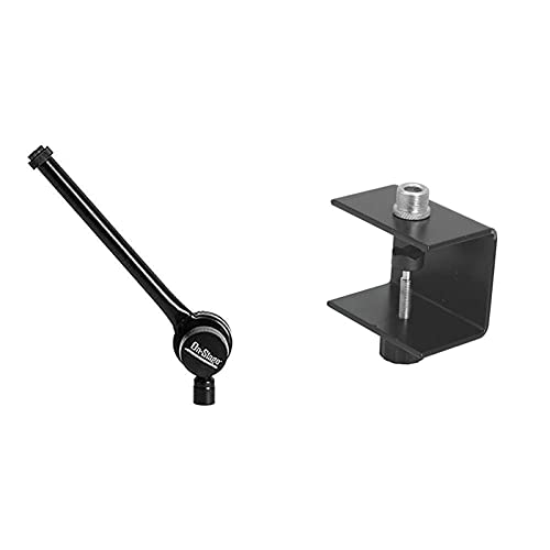 On-Stage Posi-Lok Mini Microphone Boom Arm, Black & On-Stage TM03 Table Microphone Clamp, Black