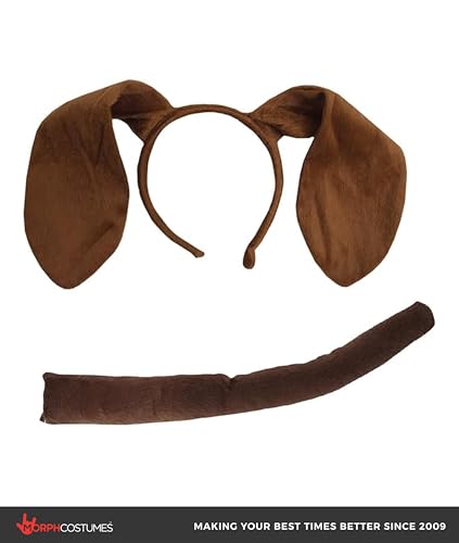 Morph Unisex-Adult Puppy Floppy Dog Ears Headband, Nose and Tail Set, Accessory Kit for Costume Events & Party - color: Brown