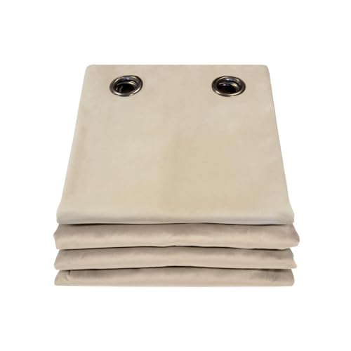 Moondream DecibelControl™ 3-in-1 Soundproof Curtain | Noise Reduction | Thermal Insulation | 100% Blackout | Patented Technology | Velvet | Grommet | 52" W x 63" L | Beige - Darjeeling MC15 - color: Beige - Darjeeling Mc15, size: 52"W x 63"L (Pack of 1)
