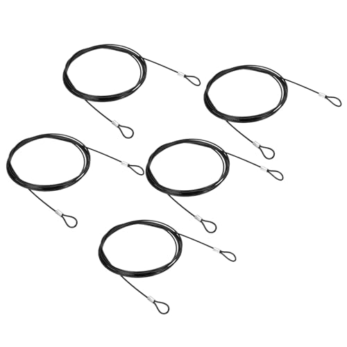PATIKIL 6.6Ft(78.7 Inch) Safety Cable Lock, 5Pcs Stainless Steel 0.08 Inch Dia Security Wire Rope with Double Loop Double Loop for Stage Lighting Luggage Lock, Black - size: 6.6Ft(78.7 Inch)