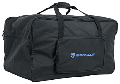 Rockville TB12 v2 Rugged Speaker Bag Carry Case Fits Yamaha DXR12 and QSC K12.2 12" Speakers and other Similar Sized PA Systems | Stand Holder Pocket, Interior Buckle Straps, Thick Foam Padding, Rain/Splash Resistant, Dual YKK Zippers, Dual Handles
