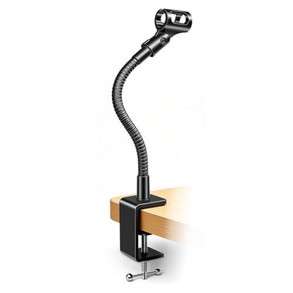 KC32 9-Inch Gooseneck Mic Stand, Heavy-Duty Desk Clamp for Podium | Flexible Arm Microphone Holder, Lectern Mount, 5/8-27 Thread, 3/8-16 Adapter, Mic Clip, Podcast, Pulpit, Studio, 3.5 lb Load - size: 9-INCH