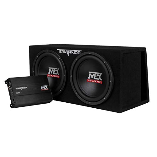 MTX TNP212DV 12-Inch 2000-Watt Dual Loaded Vented Subwoofer Enclosure with Amplifier, Black | Amplified Car Audio Bass Box for Vehicle Stereo & Sound Systems, Black - style: Dual 12" Vented Subwoofer Enclosure + Amplifier Subwoofer