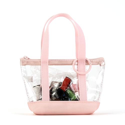 Everything Mary Travel Sewing Kit Organizer – Pink & Clear Mini Sewing Supplies Case for Adults & Kids – Compact Sewing Box with Clear PVC Body for On-the-Go Repairs