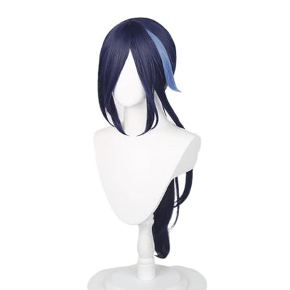Clorinde Wig for Women Dark Purple Low Ponytail Straight Heat Resistan Synthetic Fiber Hairs for Unisex Adult Halloween Christmas Cos Anime Party Replacement Wigs - color: Dark Blue Low Long Ponytail
