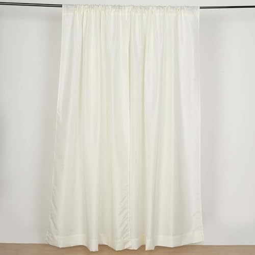Efavormart Ivory Rod Pocket Backdrop Curtains 2 Pack, 5ftx8ft Wrinkle Resistant Polyester Drapery Panels for Wedding Ceremony, Vow Renewal, Living Room Window - color: Ivory