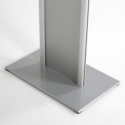 M&T Displays Tempered Clear Glass Conference Podium Stand with Aluminum Front Panel Silver Aluminum Body and Base 43.9 Inch Height Floor Standing Lectern Pulpit Desk for Classroom Church - color: Silver