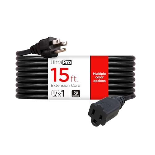 UltraPro Outdoor Extension Cord, 15 Ft, Heavy Duty Extension Cord - color: Black, size: 15 Ft