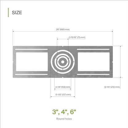 ASD 72 Pack New Construction Mounting Plate Round Hole - 3/4/6 Inch Flat Galvanized Steel Wafer Light Rough in Plate, Universal Light Fixture Mounting Bracket for LED Recessed Lighting - size: 72 Pack