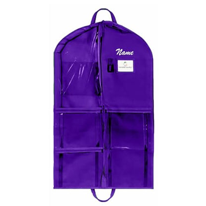 Personalize Hanging Garment Bag 40 inch Clothes Bag with 3 inch Gusset, 5 Pockets Side Zip for Dance Costumes Sports Skating Theater Pageants Cheer by Kendall Country (Royal Purple, 40 inch)