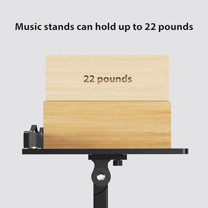 Bamboo Music Stand for Sheet Music -Folding Music Stands Height Adjustable 39.37''-51.2'' with Wide Wooden Bookplate for Conductor Lectern Guitar Violin Piano Ukulele Players (Black)