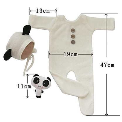 Zeroest Newborn Photography Bear Outfit Baby Photoshoot Props | New Born Boy Girl Hat Clothes Set, Infant Photo Prop Outfits - color: Black and White
