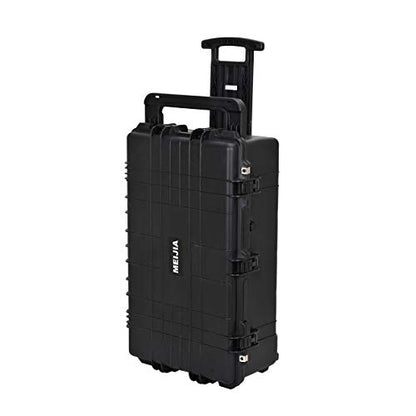 MEIJIA Rolling Waterproof Hard Protective Case, Hard Camera Case with Retractable Pull Handle and Wheels,Customizable Fit Foam Inserted, Black, Elegant Black,31.65x19.37inchx11.02inches - size: 31.65x19.37inchx11.02inches