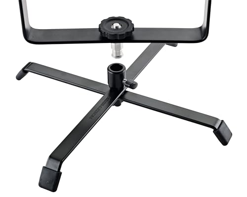 K&M Konig & Meyer 17720.000.55 Foldable Floor Stand For Spot Flood/PAR Lights | Cross Brace Legs | Stable Non-Slip Feet | Base Folds Flat For Easy Storage/Travel | German Made | Black