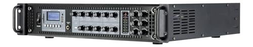 Rockville RCS2-320-6 320W 6-Zone Stereo/Mono Commercial 70V Amplifier, Bluetooth, USB/SD, Optical Input, Perfect for Restaurants, Schools, Offices, and Multi-Room Audio | 100V/70V/8 Ohm/4 Ohm, Rack Mount, USB/SD, 3 Mic Inputs, Optical Input, Chime, Zone V