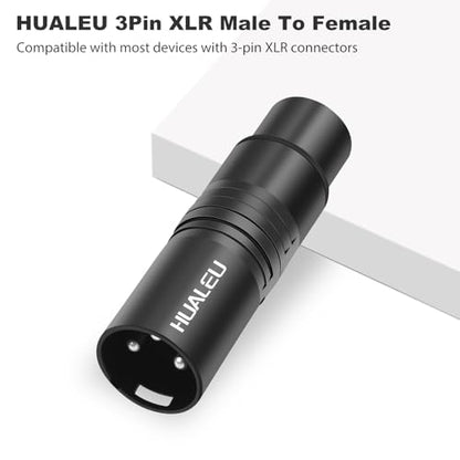 3Pin XLR Male to Female Adapter, Black Painted zinc Alloy Shell,for Mic,Amplifier, Mixer XLR 3-Pin Audio Connectors DMX 512 Adapter-2Pack - color: XLR Male to Female