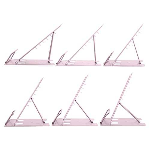 Honagu Book Stand Metal Desk Book Holder, Book Holders for Reading Hands Free, Adjustable Cookbook Documents Holder, Portable Bookstand for Music Books, Textbook, Recipe, Tablet, Ipad (Macaron Pink) - color: Macaron Pink