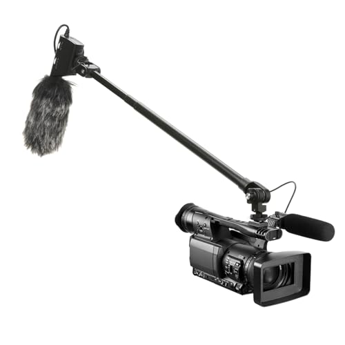 ULANZI ZJ08 Extendable Cold Shoe Mic Arm Pole with Built-in 3.5mm Audio Cable, 3 Section Aluminum Microphone Boom Pole for Cold Shoe Microphones, Angle Length Adjustable, 1KG Max Load