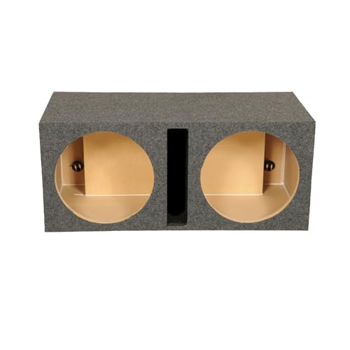 Q Power 2 Hole 15-Inch Vented Heavy Duty Subwoofer Enclosure with 1-Inch Thick MDF Face and Gold Tipped Spring Loaded Terminal Charcoal Grey - style: Vented