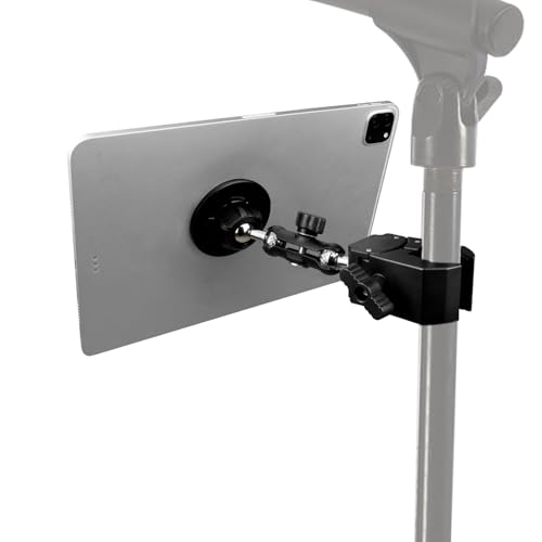 Magnetic Tablet Holder for Mic Stand – Adjustable Side Mount Music Stand for Phone, Tablet – 360° Rotatable MagSafe-Compatible Magnetic Tablet Mount