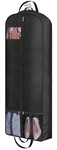 MISSLO 60" Garment Bags for Travel 6" Gusseted Dress Bags for Gowns Long 4 Handles Hanging Clothes Travel Bag with Pocket for Gowns, Suits, Coats - size: 60 inch
