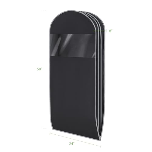 KEEGH Space Saving Hanging Garment Bag, Large Garment Bag 50 In, 2 PCS | Self Compression Zipper, Large Capacity, Clear Window, 8 In Gusset, Premium Suit Bags for Shirts, Suits, Dresses - size: 50"-2PCS