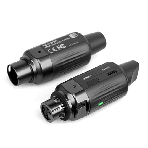 AROMA Wireless XLR Transmitter and Receiver, UHF Wireless Microphone Audio System for Dynamic Mics PA Mixer