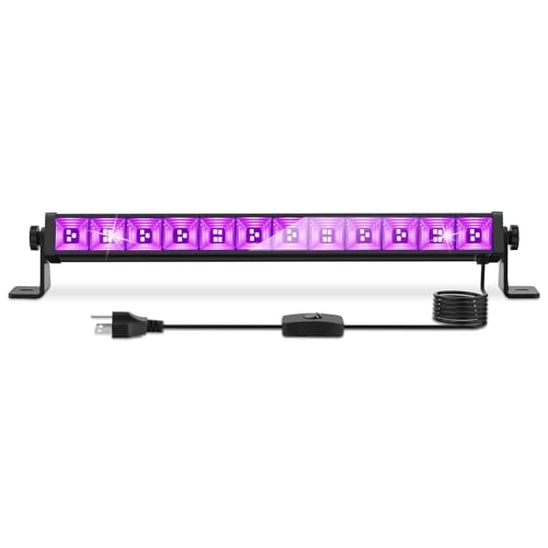 45W LED Black Light Bar, Blacklight with 6.6ft Cord+Switch, Light Up 26x26ft, Glow in The Dark for Halloween, Party, Birthday, Body Paint, Fluorescent Poster, Bedroom