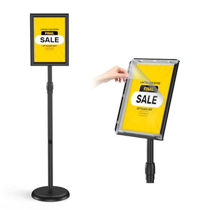 Hemndic Sign Stand Holder 8.5x11 Inches, Stand Up Sign Holder 8.5 x 11 with Rotated Frame, Height Adjustable Sign Stand and Snap-Open Frame (Pack of 5) - size: 8.5x11 inch (Pack of 5)