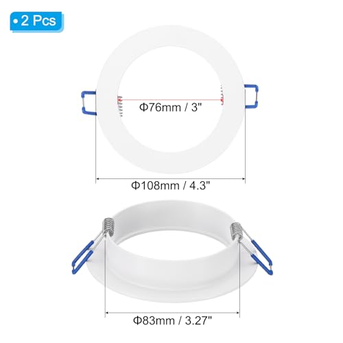 PATIKIL 7W 4.3" OD 3" ID Light Trim Ring, 2pcs Downlight Mounting Bracket Circular Light Cover Light Fixture for Ceiling Wall Recessed Can Downlight, White - color: White, size: 4.3" x 3"