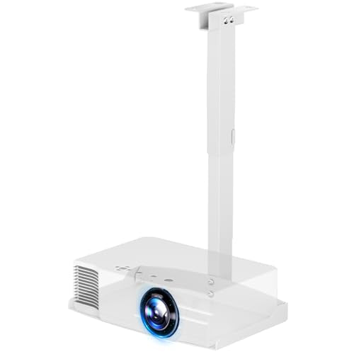 PUTORSEN Adjustable Projector Ceiling Mount, Universal Shelf, White | Universal Projector Shelf with 13.7" x 8.54" Platform, Height Adjustable , Hidden Cable Routing - color: White, size: M