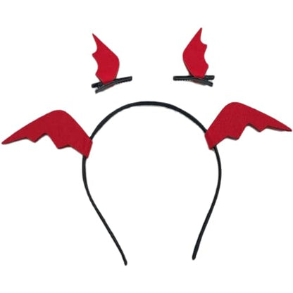 Halloween Bat Wings Headband Hair Clips for Women Devil Wing Hair Bands Barrettes Halloween Hair Accessories Cosplay Decorations