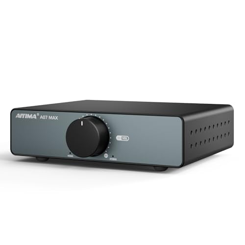 AIYIMA A07 MAX TPA3255 HiFi Power Amplifier 600W,Mono/Stereo Amp & Aux Out | Swappable Op-Amp | 300W*2 Class D HiFi Amp for 2.0/2.1 Channel Home Audio Bookshelf Speaker,T1 PRO Preamp,D07 Desktop DAC