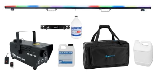 Audiosavings Bundle: American DJ ADJ Pixie Strip-120 Pixel Strip Light Bundle with Lighting Controller, Fog/Smoke Machine+Fluid, Juice Fluid, Travel Bag for Fog/Haze Machine+Fluid Container (5 Items)