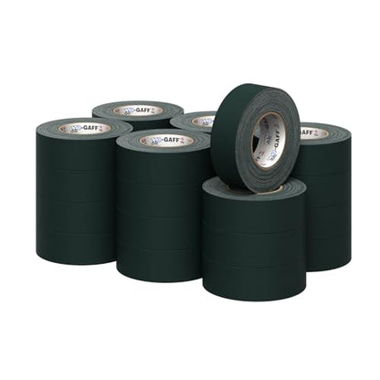 2" Pro Gaff Gaffers Tape 55 yards length green matte. Premium Heavy-Duty Gaffers Tape trusted by professional Gaffers. Made in the USA. Holds Tight, Easy to remove. (Pack of 24)