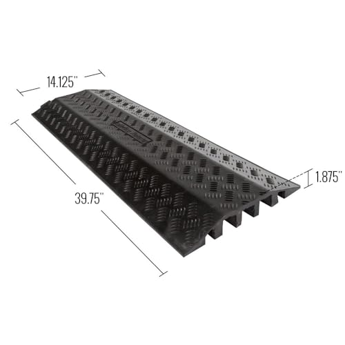 Drop Over Cable Protector, 3-Channel, 1.375" OD, 2,000 lb/Axle, Guardian | Cord cover, easy set up, lay over wires, drive-over ramp - size: 3-Channel