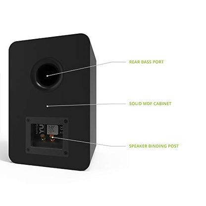 Kanto YU Passive 5.25" Passive Bookshelf Speakers with 1" Silk Dome Tweeter | External Amplifier Required | Pair | Matte Black - color: Black, size: 5.25" Woofer - 5 Ohm - 100 Watts Per Speaker