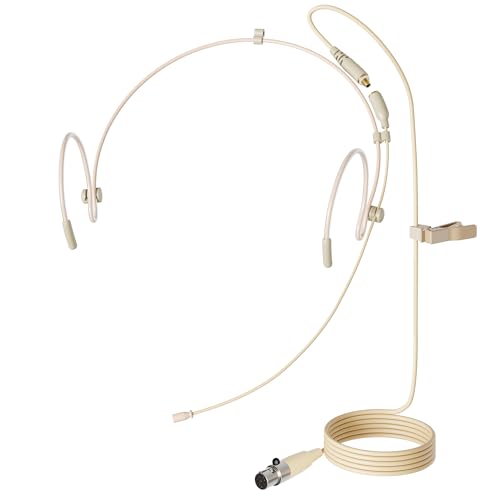 J K Pro Earhook Headset Headworn Microphone MIC-J 071S Compatible with Shure Wireless System - Mini XLR TA4F Detachable Cable