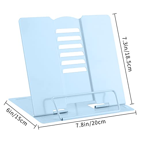 MSDADA Desk Book Stand Metal Reading Rest Book Holder Adjustable Document Holder Portable Sturdy Bookstands for Textbooks,Music Books,Recipe,Mobile Phone (Macaron Blue) - color: Macaron Blue