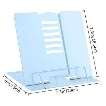 MSDADA Desk Book Stand Metal Reading Rest Book Holder Adjustable Document Holder Portable Sturdy Bookstands for Textbooks,Music Books,Recipe,Mobile Phone (Macaron Blue) - color: Macaron Blue