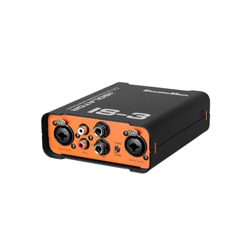 StudioMan IS-3 Dual Channel Audio Signal Isolator - Professional DI Box with Balanced XLR/RCA/TRS Inputs, 10dB/15dB Pad & Ground Lift for Guitar, Bass, Keyboards, Media Players