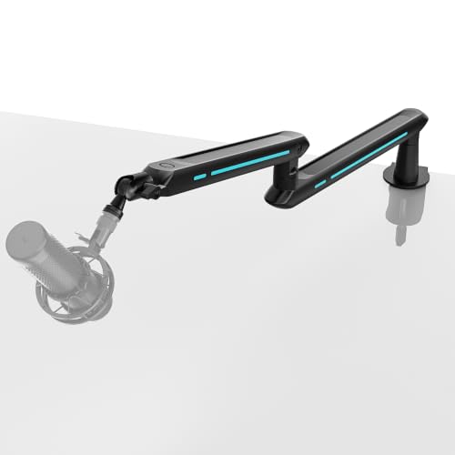 ARES WING Aluminum Low Profile Mic Arm with 4.4 lbs Load Capacity, Black | Adjustable Microphone Boom Arm with 3/8” to 5/8” Screw Adapter, Desk Mount Mic Stand for Gaming Streaming Podcasting