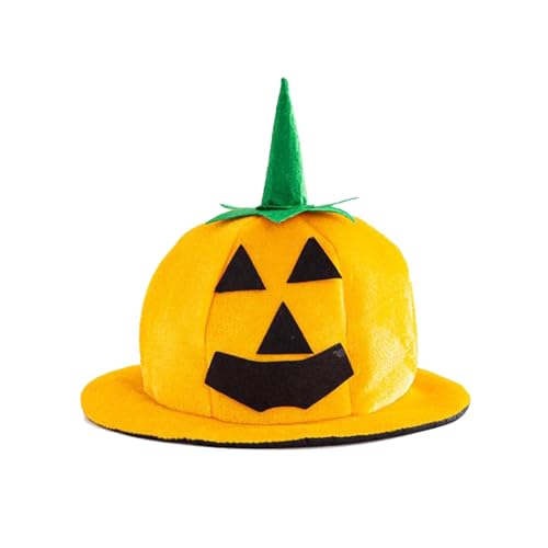 Adults Halloween Pumpkin Hat Jack O Lantern Hat Funny Pumpkin Deco Cap Halloween Party Costume for Women Men - color: A-yellow