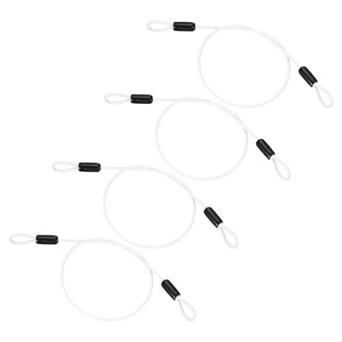 PATIKIL 1/8" Dia Vinyl Coated Stainless Steel Cable with Loops, 4 Pcs 1.6ft (20") Flexible Wire Rope Security Chain Lanyard Lock for Outdoor Stage Lighting Luggage Lock, White - color: White, size: 1/8"x1.6 ft