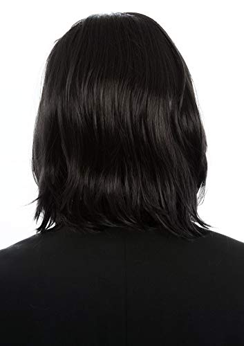 ALLAURA Compatible with John Wick Wig – Black Hitman Wig for Men, Tieable into Ponytail – Assassin, Keanu, Vincent Vega, Farquaad, Vampire Cosplay – 90s Action Movie Halloween Costume Hairpiece - color: 18-Black